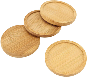 High Quality Eco-Friendly Modern Home Decor Round Natural <b>Bamboo</b> Wood Coaster Set 5mm Thick - Product Image 3