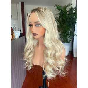 Perruque en cheveux humains vierges bruts avec dentelle frontale blonde HD, bonnet ajustable, perruque de haute qualité à ondulations d'eau, modèles avec longueurs de 36 pouces, 38 pouces, 40 pouces - Product Image 3