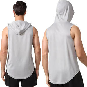 Custom Quick Dry Gym Bodybuilding <b>Hoody</b> Tank Top High Quality 95% cotton 5% Spandex Stretchy Hooded Sleeveless T Shirt Men - Product Image 6