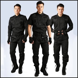 Ropa de entrenamiento al aire libre de verano y otoño, uniformes de guardia de seguridad negros con mangas largas, talleres impermeables - Product Image 5
