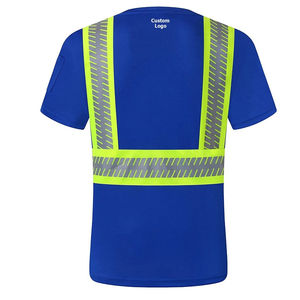 เสื้อคลุมทำงานผ้าฝ้ายแขนสั้นพร้อมกระเป๋าประเภทคลาส2ความปลอดภัยสะท้อนแสงระบายอากาศ - Product Image 5