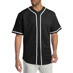 Maillot de baseball pour hommes T-shirt à rayures T-shirt blanc de sport boutonné uni 2024 Maillot de baseball de haute qualité de meilleure qualité