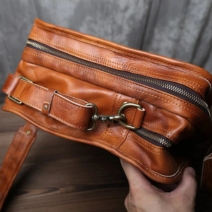 Classic Genuine Leather Laptop Messenger Handbag Protective Lightweight Durable Office Use Shoulder Bag - Product Image 2
