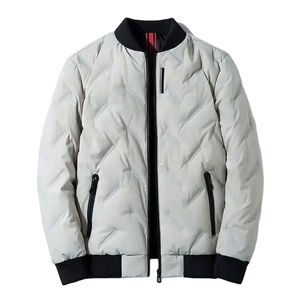 Chaqueta acolchada informal de invierno para hombre, de alta calidad, respetuosa con el medio ambiente, resistente al viento, tela de lona, cuello levantado, cierre de cremallera, venta al por mayor, 100% - Product Image 1