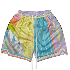 100% polyester personnalisé maille basket-ball Shorts respirant haute qualité non tissé solide motif grande taille caractéristiques - Product Image 2