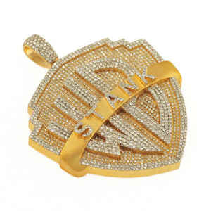 Pendentif Iced WB Stank Shield en or avec pierres Moissanite de 10 carats, 30 grammes, breloque de luxe Hip Hop, unisexe - Product Image 2