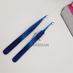 Pince à épiler d'extension de cils à pointe de fibre Couleur bleue plasma Pince à cils en acier inoxydable à pointe pointue à 45 et 90 degrés - Product Image 6