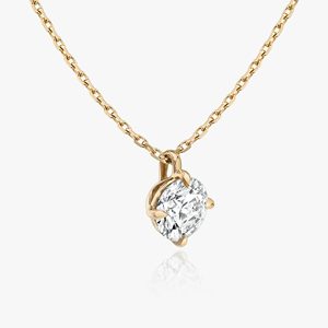 Collier pendentif solitaire en diamant, or massif 14 carats, taille brillant rond, minimaliste, pour femme, à porter au quotidien - Product Image 1