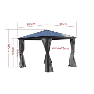 Pergola de jardin Suez Anthracite, bioclimatique, en aluminium, toit fixe, coupe-vent, tonnelles d'été, LED pour cour, en option - Product Image 2