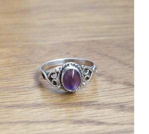 แหวนพลอยสีม่วงอเมทิสต์925เงินสเตอร์ลิงเครื่องประดับดีไซน์หรูหราของขวัญคริสต์มาสสำหรับผู้หญิง - Product Image 2