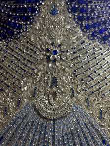 Best Price Luxury Handmade 100% Polyester Garments High Quality Beaded <b>Fabric</b> Zircon Woven Mesh Pattern Dress Direct Export - Product Image 3