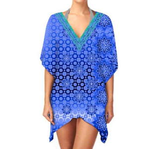 ชุดเดรสคาฟตันสั้นสำหรับผู้หญิงชุดเดรสลำลองคอวีระบายอากาศได้ดีสำหรับฤดูร้อน - Product Image 2