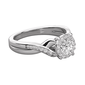 Bague de fiançailles halo à tige torsadée avec diamant rond - Product Image 4