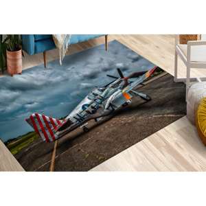 Alfombras de aviones de combate norteamericanos, alfombra para la cueva del hombre, alfombra Mustang, alfombra suave no tejida - Product Image 3