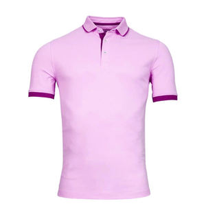 เสื้อโปโลผู้ชายแขนสั้นผ้าฝ้ายสีทึบระบายอากาศได้ดีโลโก้ออกแบบได้ตามต้องการ - Product Image 1