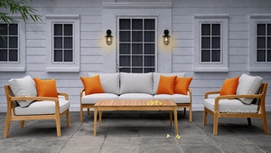 Ensemble de salon d'extérieur contemporain Fuego Teak, imperméable et lavable, pour villa et hôtel - Product Image 4