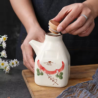 Distributeurs d'huile en céramique, distributeur de sauce soja, pot à huile en porcelaine de style japonais pour la cuisine, bouteille distributrice d'huile d'olive 350 ml
