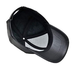 Gorras de béisbol clásicas de alta calidad Nuevo diseño de cuero genuino Gorras hechas a medida Negro Cuero ajustado Cómodo Adultos OEM - Product Image 3