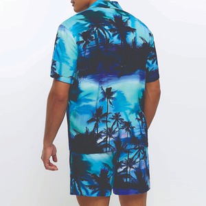 Wholesale <b>Men's</b> Short Sleeve <b>Hawaiian</b> <b>Shirt</b> 100% Cotton Printed Beach Design Button-Up Collar - Product Image 2