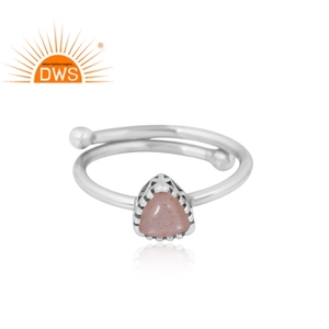 Latest Selling 925 Sterling Silver Natural Peach <b>Moon</b> Stone Gemstone <b>Ring</b> Custom Jewelry For Women Gift For Her - Product Image 1