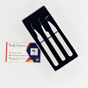 Pince à cils de volume en acier inoxydable droite à 90-45 degrés les mieux notés Isolation de la pointe en fibre enduite de caoutchouc Cils durables - Product Image 5