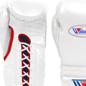 ถุงมือชกมวยแบบผูกเชือก Winning สีขาวแดง หนังแท้ สำหรับการแข่งขัน ฝึกซ้อม และสปาร์ริง ระดับมืออาชีพ น้ำหนัก 8 ออนซ์ 10 ออนซ์ 12 ออนซ์ - Product Image 2