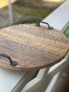 Ya sea FARMOUSE, bandeja redonda de madera de acacia para servir para cocina, hogar o Hotel, vajilla de estilo clásico para fiesta o ser de comida - Product Image 4