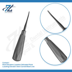 Ascenseur de luxation inversé 3mm incurvé noir de haute qualité en acier inoxydable racine dentaire ascenseur Instruments fabricant Pakistan - Product Image 3