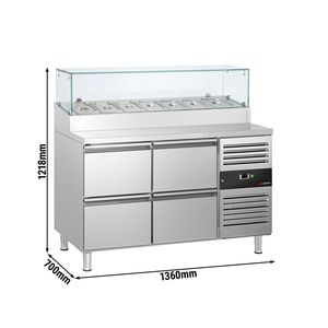 Comptoir de préparation commercial PREMIUM - 1360x700mm - 4 tiroirs - pour 7x GN 1/3 - Product Image 2