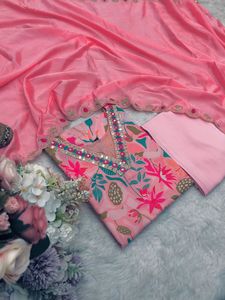 Collection de vêtements de fête pour adultes avec design imprimé numérique Kurta Set Muslin and Lace Work - Product Image 4