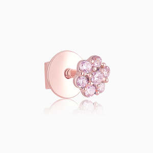 Pendientes de tuerca de flor rosa de oro rosa y bebé para niños, joyería elegante para niños - Product Image 4