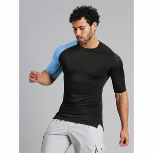 T-shirt de compression de sport pour homme 100% coton écologique respirant à manches courtes coupe ajustée pour la course à pied - Product Image 2