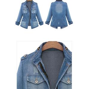 Nouveau Style Jean Vestes À Manches Longues Femmes Denim Veste Femmes Coton Personnalisé Jean Vestes OEM plaqué poitrine poches - Product Image 5