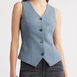 Chalecos y chaquetas para mujer, entallados, de mezclilla, acolchados, utilitarios, de piel sintética, con cierres de cremallera, cinturas ajustables, bolsillos - Product Image 1