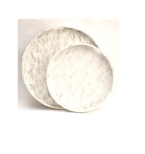 Bandeja de servicio decorativa Floral con incrustaciones de hueso de diseño de lujo para mesa de centro, bandeja de servicio de encimera del fabricante indio SCI - Product Image 2