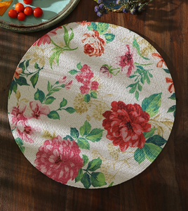 Set of 6 MORE Printed Cotton 15-Inch <b>Round</b> Table <b>Placemats</b> Braided Design - Product Image 1