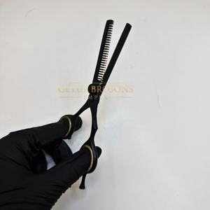 Tijeras de Peluquería Profesionales de Acero Inoxidable con Recubrimiento de Polvo Negro, Logotipo Personalizado, Herramienta de Corte para Salón de Belleza y Barbería - Product Image 1