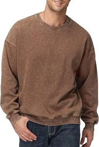 OEM Heavyweight Acid Wash Cotton Sweatshirt <b>Men</b> Street Fashion Vintage Acid Wash Sweatshirt <b>Men</b> Winter <b>Pullover</b> - Product Image 6