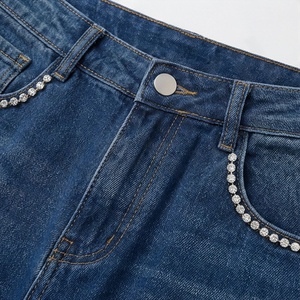 Customized Logo <b>Women</b> Solid Color High Waist Flared <b>Jeans</b> Denim Pants Ladies Premium Trendy Fashion Trousers Casual Style Wear - Product Image 4