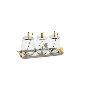 Juego de Bandejas y Tazones de Metal de Diseño Nuevo, Hechos a Mano, de Acero Inoxidable y Vidrio, para Servir Aperitivos - Product Image 1
