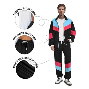 Conjunto Deportivo Personalizado para Hombre, Chaqueta Cortavientos de Nailon con Paneles en Contraste y Cremallera de Secado Rápido y Pantalones, Conjunto Deportivo Informal de 2 Piezas - Product Image 3