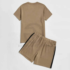 ชุดเสื้อผ้าลำลองสำหรับผู้ชายชุดกางเกงขาสั้นผ้าฝ้ายทำจากผ้าฝ้ายสำหรับฤดูร้อนชุดเสื้อยืดและกางเกงขาสั้นออกแบบได้ตามต้องการ - Product Image 2