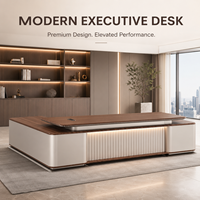 Bureau de direction surdimensionné 3,2 m avec double piédestal, serrure à clavier et boîte de rangement multifonction pour bureau de PDG