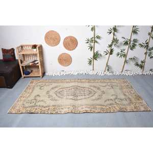 Alfombra turca Vintage de 3,9x7,7 pies, verde y amarillo de retazos diseño clásico, técnica de tejido plano de látex de lana, decoraciones para sala de estar - Product Image 1