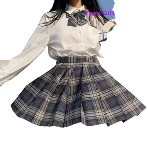 プリーツプレッピースタイルの女性用スカートチェック柄Y2Kハイウエストダンス弓スカートミニかわいい日本の制服 - Product Image 4