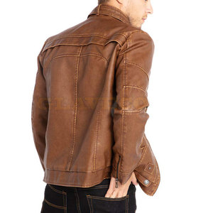 Service OEM Vente en gros Veste en cuir d'hiver pour homme avec col montant et logo frontal - MOQ faible Marque privée - Product Image 4
