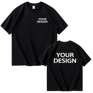 Camiseta Unisex Personalizada de Algodón Grueso de Corte Regular, Camiseta de Cuello Redondo para Hombre, Estampada <span class=keywords><strong>y</strong></span> Bordada, Talla Grande - Product Image 1