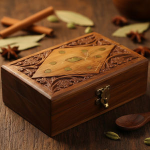 Premium Quality Handcrafted Sheesham <b>Wood</b> Jewelry Organizer Box Natural <b>Wood</b> Grain Warm Rustic Brown Finish for Elegant Home - Product Image 4