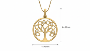 จี้ทองคำ 14K สำหรับผู้หญิง ประดับเพชรทรงกลมเจียระไนแบบบริลเลียนท์ 4 เม็ด ได้รับการรับรองจาก IGI ดีไซน์ลายฉลุ 'ต้นไม้แห่งชีวิต' - Product Image 2