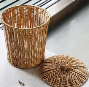 New Choice Household Storage <b>Basket</b> Eco-Friendly circle Shape 100% Rattan Rustic Style Multifunction Use for Neatening/Storage - Product Image 1